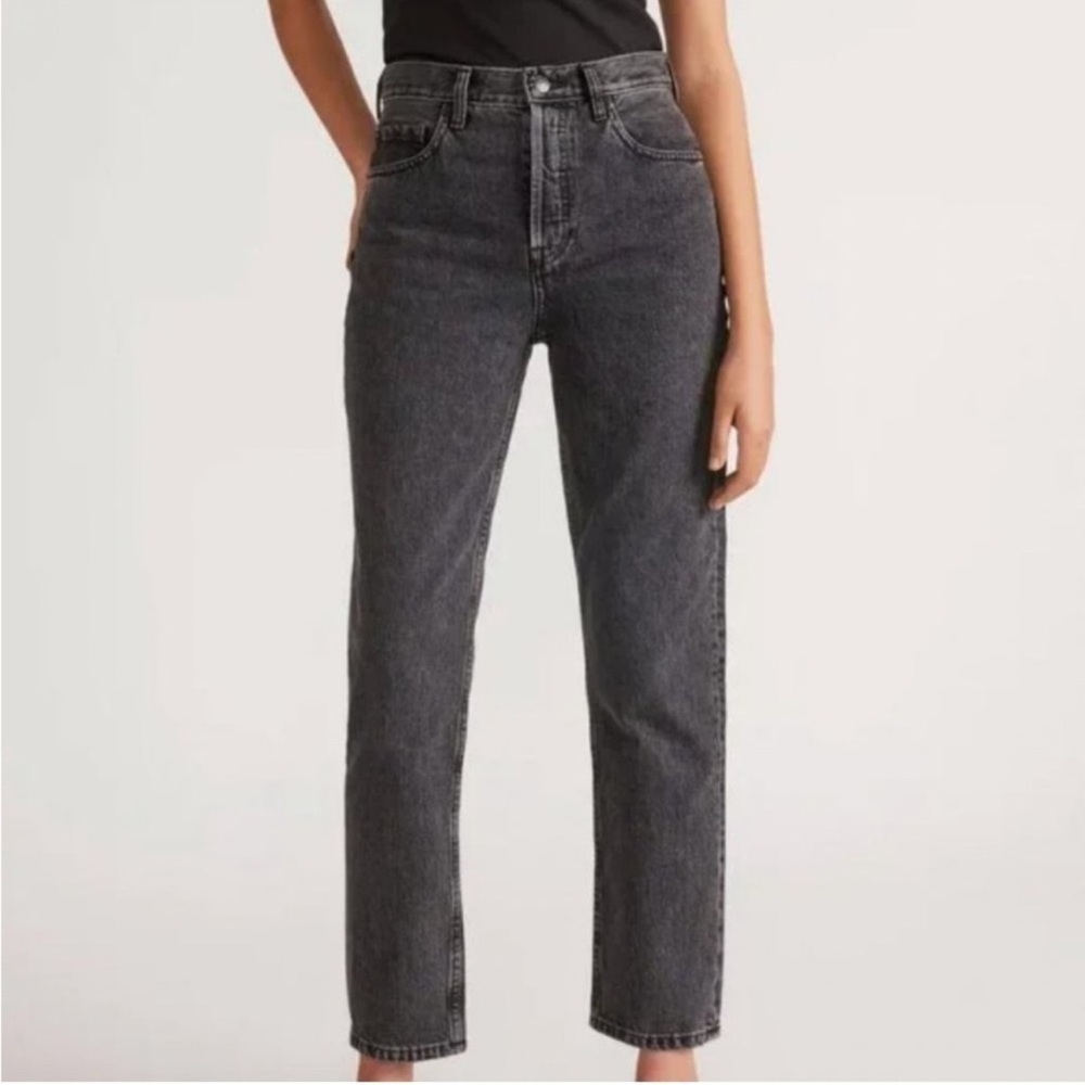 Everlane The 90’s Cheeky Jean Organic Cotton Washed Black Sz 27 Ankle Raw Hem